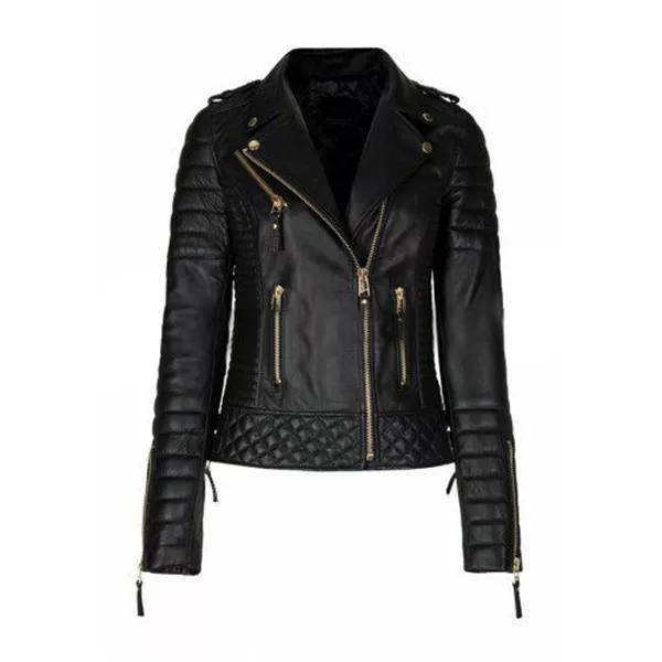 Women's Black Racer Quilted Jacket Women's Black Racer Quilted Jacket
