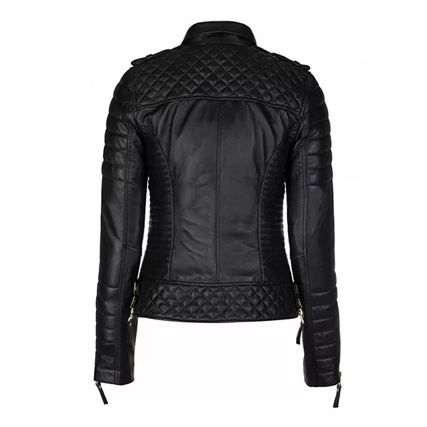 Women's Black Racer Quilted Leather Jacket Women's Black Racer Quilted Leather Jacket