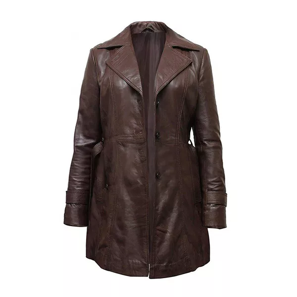 Vintage Belted Women's Sheepskin Brown Leather Coat Vintage Belted Women's Sheepskin Brown Leather Coat