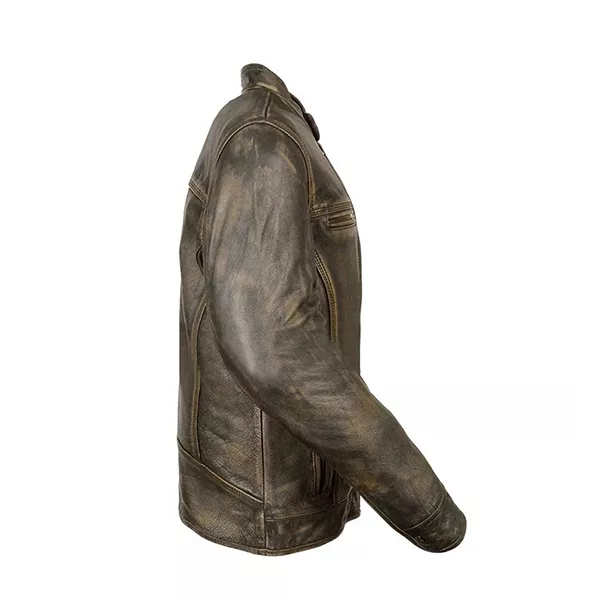 Mens Cafe Racer Brown Motorcycle Distressed Jacket