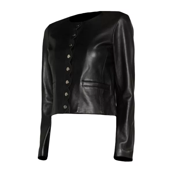 Scallop Edge Black Leather Jacket Scallop Edge Black Leather Jacket