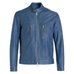 Blue leather jacket