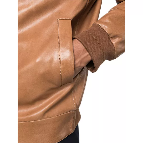 Mens Brown Leather Zipped Jacket Mens Brown Leather Zipped Jacket
