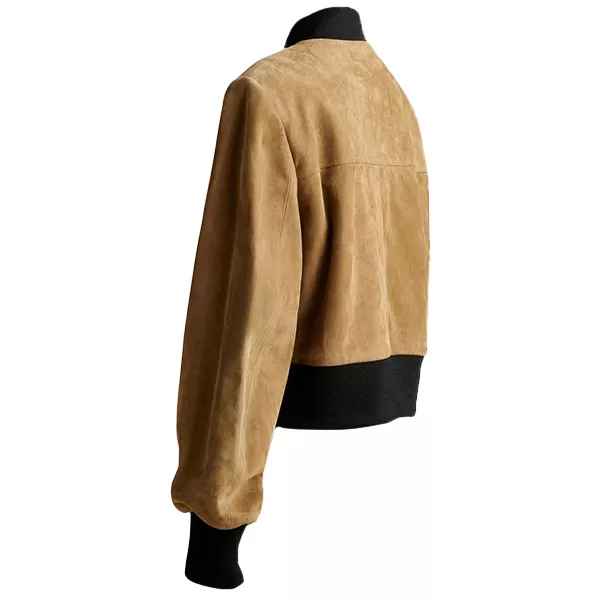 Womens Brown Suede Bomber Jacket Womens Brown Suede Bomber Jacket
