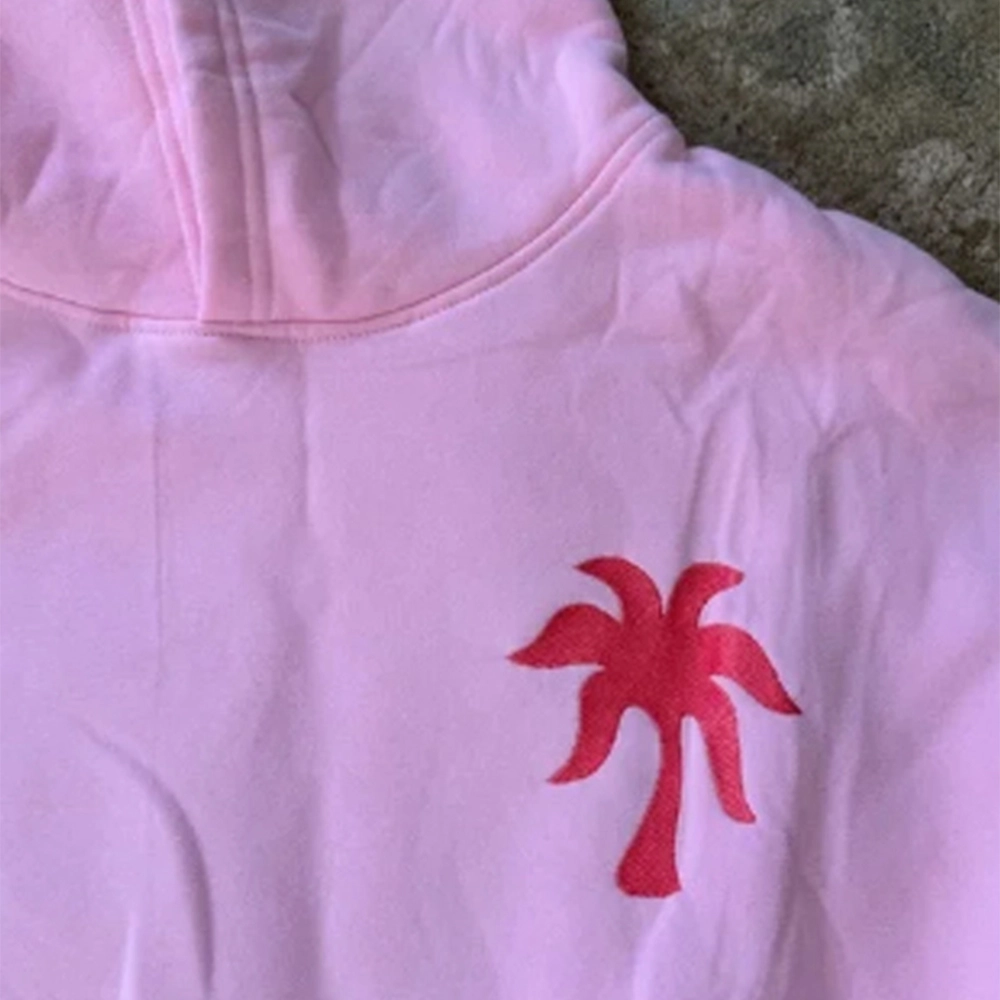 Pink Palm Puff Pullover Fleece Hoodie Pink Palm Puff Pullover Fleece Hoodie