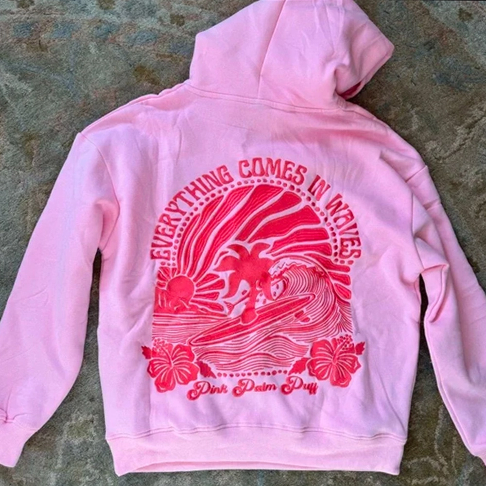 Pink Palm Pullover Fleece Hoodie Pink Palm Pullover Fleece Hoodie